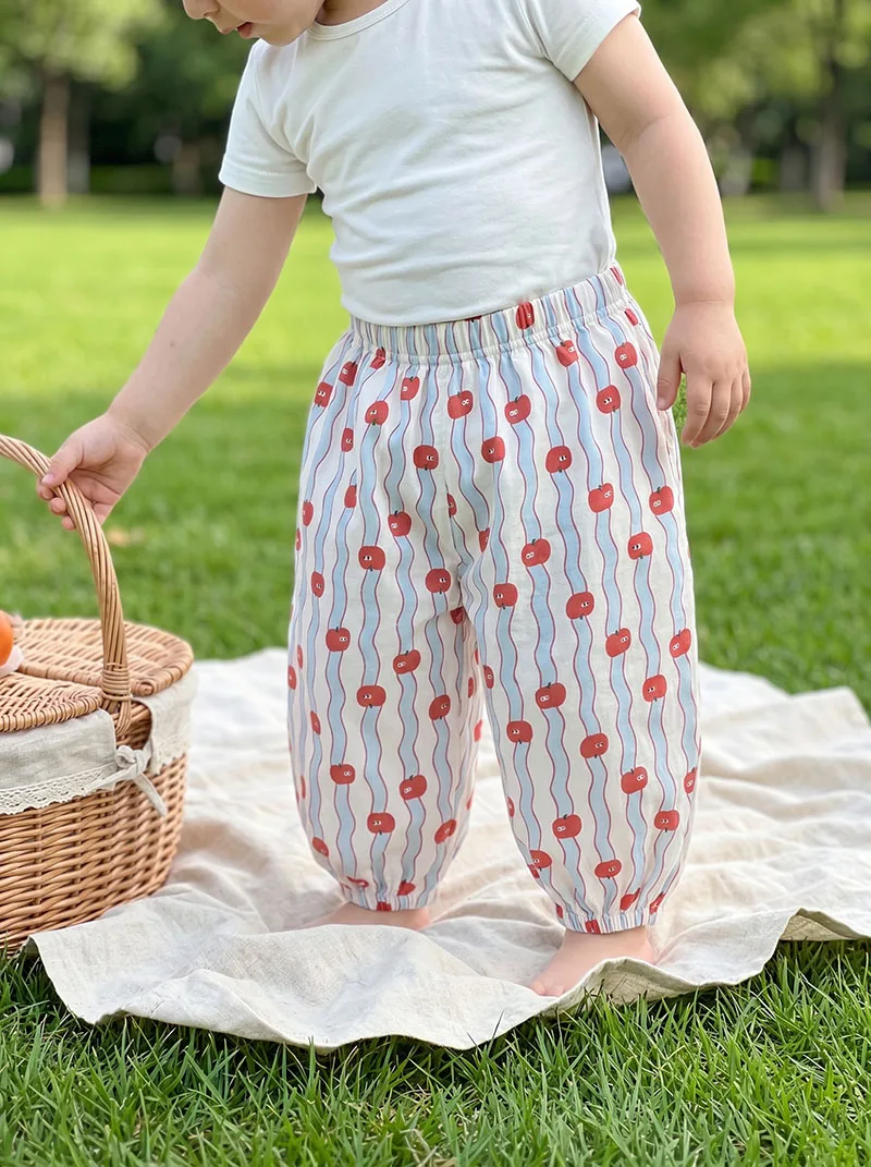 MILANCEL New Summer Kids Casual Pants 1-5T Cartoon Cat Dog Girls Tapered Pants Ventilate Comfortable Children Trousers