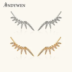 ANDYWEN 925 Sterling Silver New 2022 Lightering Climber Women Earring Fine Luxury Jewelry Crystal Jewels Piercing Clips Jewels