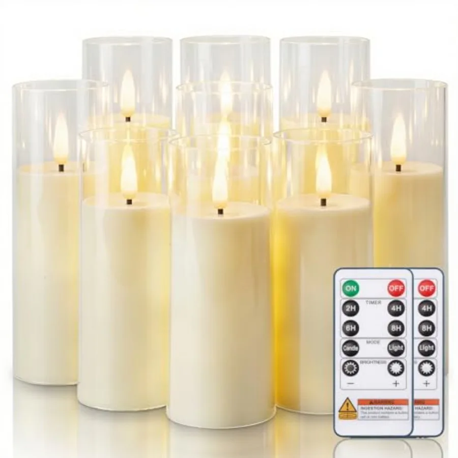 

Акриловые беспламенные светодиодные свечи на батарейках с пультом дистанционного управления и таймером, электрические искусственные свечи для свадебного декора и украшения дома, набор.