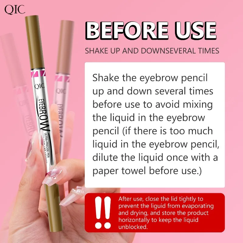 Two-Pronged Curved Eyebrow Pencil With Spoolie Brush Waterproof Long-lasting Natural Wild Brow Sleeper Silkworm Eyeliner 1pcs