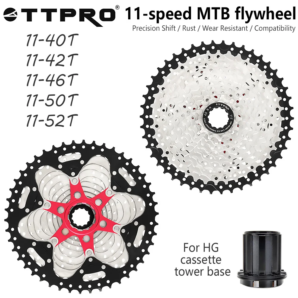 

TTPRO 11-Speed MTB Bicycle Cassette Sprocket 11-40T 42T 46T 50T 52T Aluminum Alloy HG Mountain Bike Flywheel Cassette Bike Parts