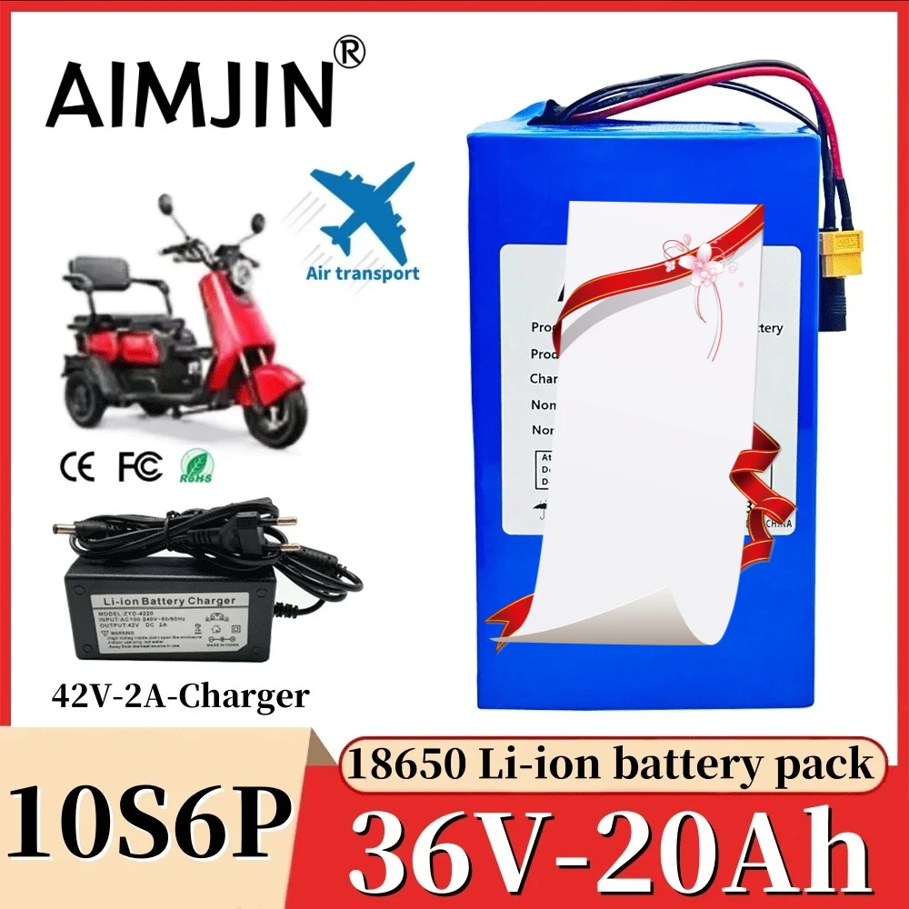 

Newly upgraded 10S6P 36V 20000mAh Rechargeable 18650 Lithium-ion Battery Pack Built in BMS Suitable for Electric Scooter Battery