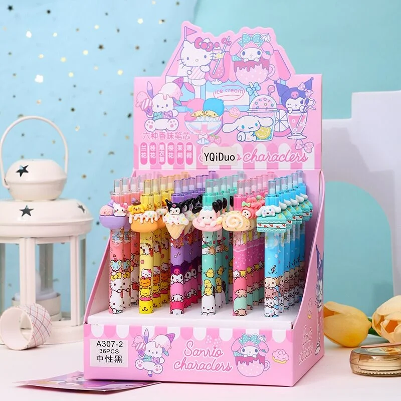 

18/36 шт. гелевая ручка Sanrio Kitty Melody Kuromi, милые Cinnamoroll, 0,5 мм, нейтральные ручки с черными чернилами, рекламный подарок, офисные школьные принадлежности