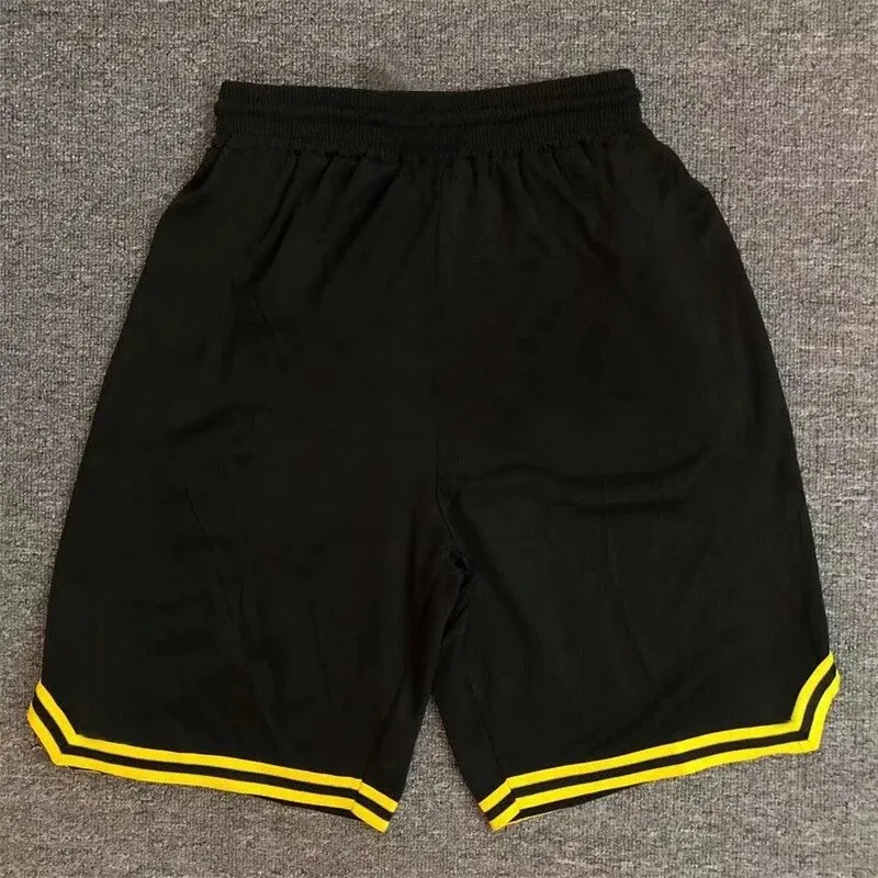 Pantalones cortos de baloncesto para hombre, pantalón de chándal informal para Fitness, trotar, pelota de calle, color negro y amarillo, n. ° 8 y