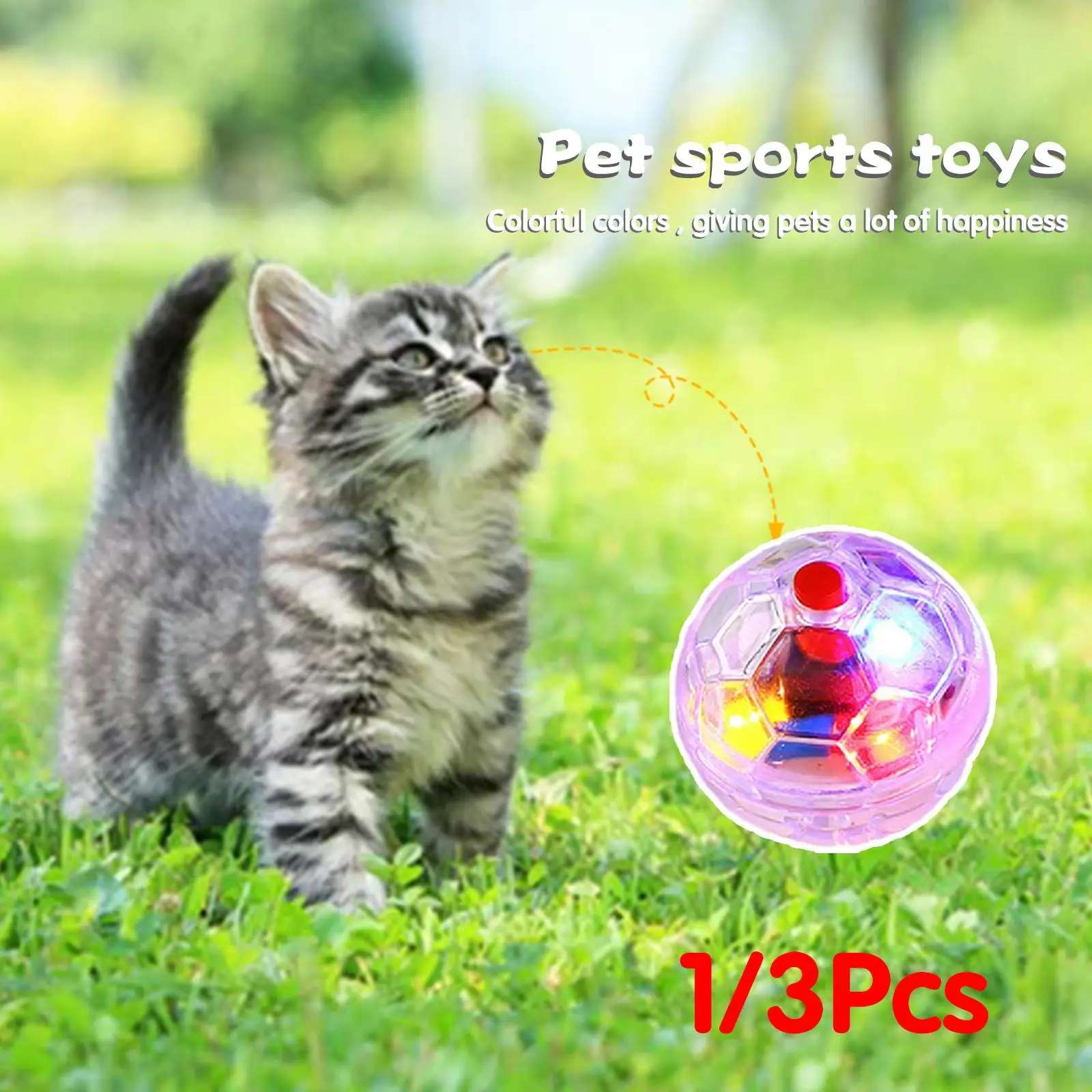 1/3 Piezas Bola Interactiva con Luz de Movimiento para Gatos, Bola Fantasma Pequeña con Pilas, Equipo Paranormal Portátil, Regalos LED, Juguetes para Mascotas