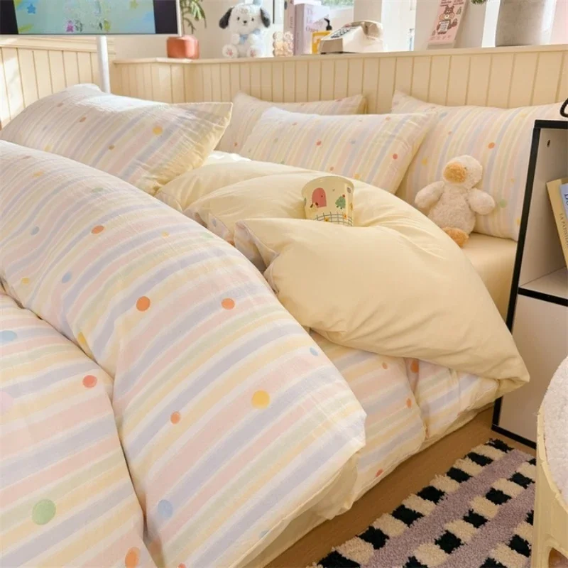 New ancient washed imitation cotton printing cloud feeling four-piece set household machine washable dormitory three-piece set