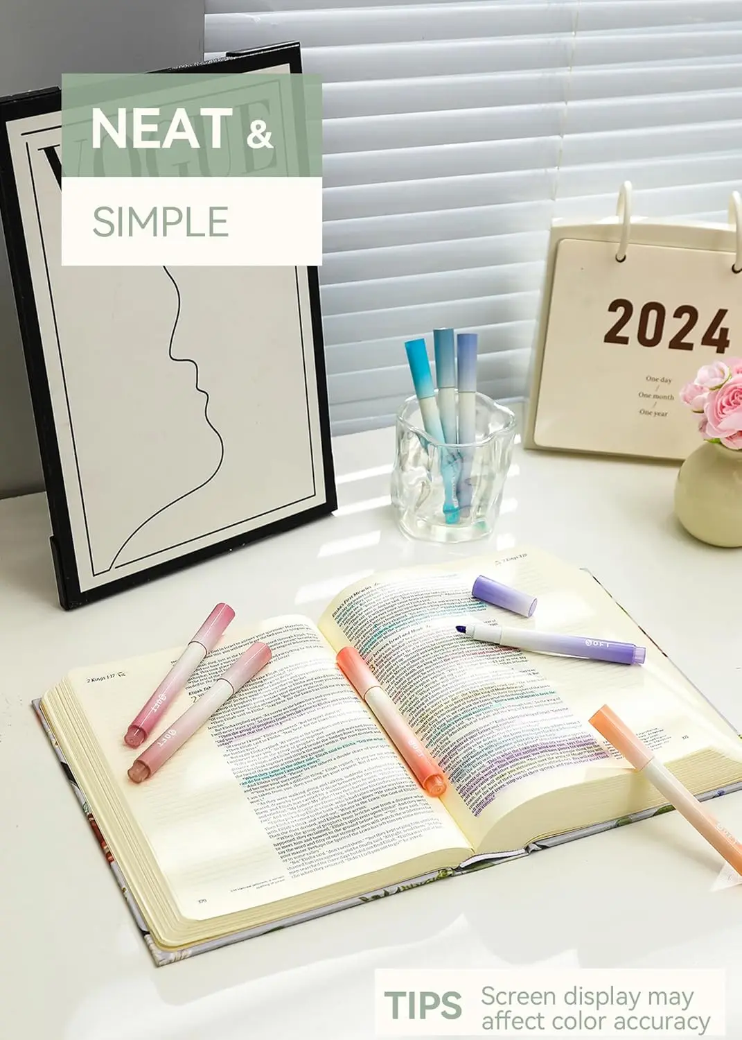 هايلايتر للكتاب المقدس باستيل، بدون تنزف، طرف إزميل، 12 عبوة من ألوان متنوعة، هايلايتر جمالي لطيف #4