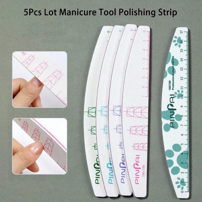 Professional Nail Polishing Strip Set, dupla prata lixa, removedor de cutícula, arquivos tampão, ferramenta de manicure, 5pcs