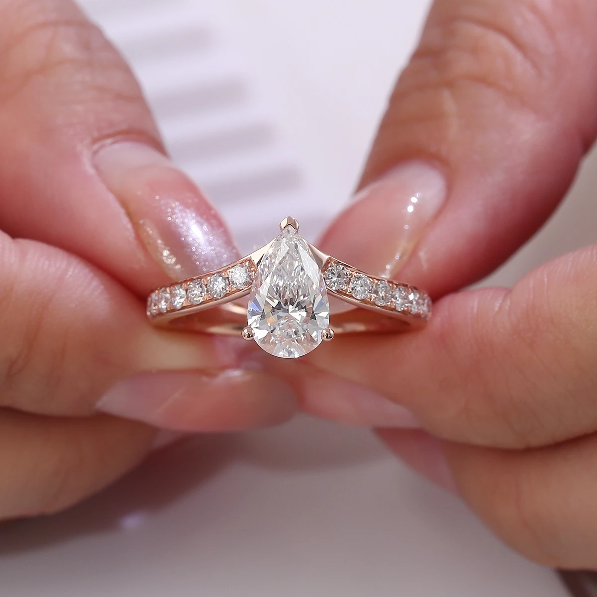 Pierścionki z wodnymi kroplami z Provence, złoto próby 9K 10K 14K, diamenty laboratoryjne 2ct IGI, półobwódek, pierścionek ślubny, biżuteria dla kobiet, prezenty świąteczne