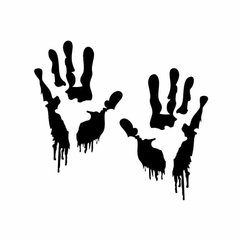 Car Stickers Bloody Handprints Funny PVC Car Decoration Accessories Decals Creative Waterproof Sunscreen Black/white,16cm*15cm