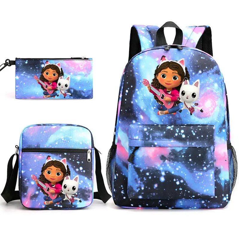 New 3pcs Gabbys Dollhou Printe Lightweight Simple Laptop School Bags Junior-senior high school Students Mochilas