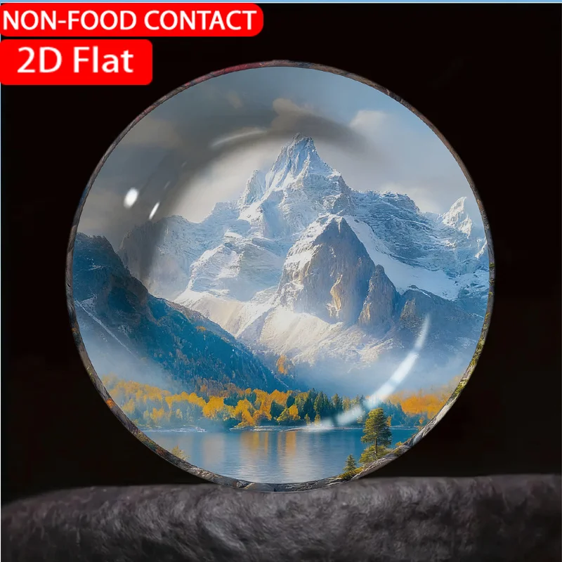 1pc Elegant Ceramic Plate Suitable for Home Desk Decor, Non-Food Contact Ornament, Ceramic Plate for Living Room, Bedroom,