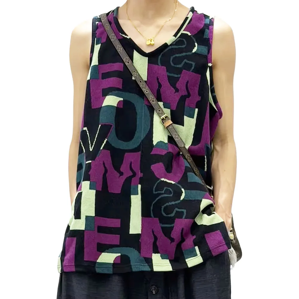 2026D Summer Trendy Casual Fashion Letter Print Sleeveless Men's Tank Top