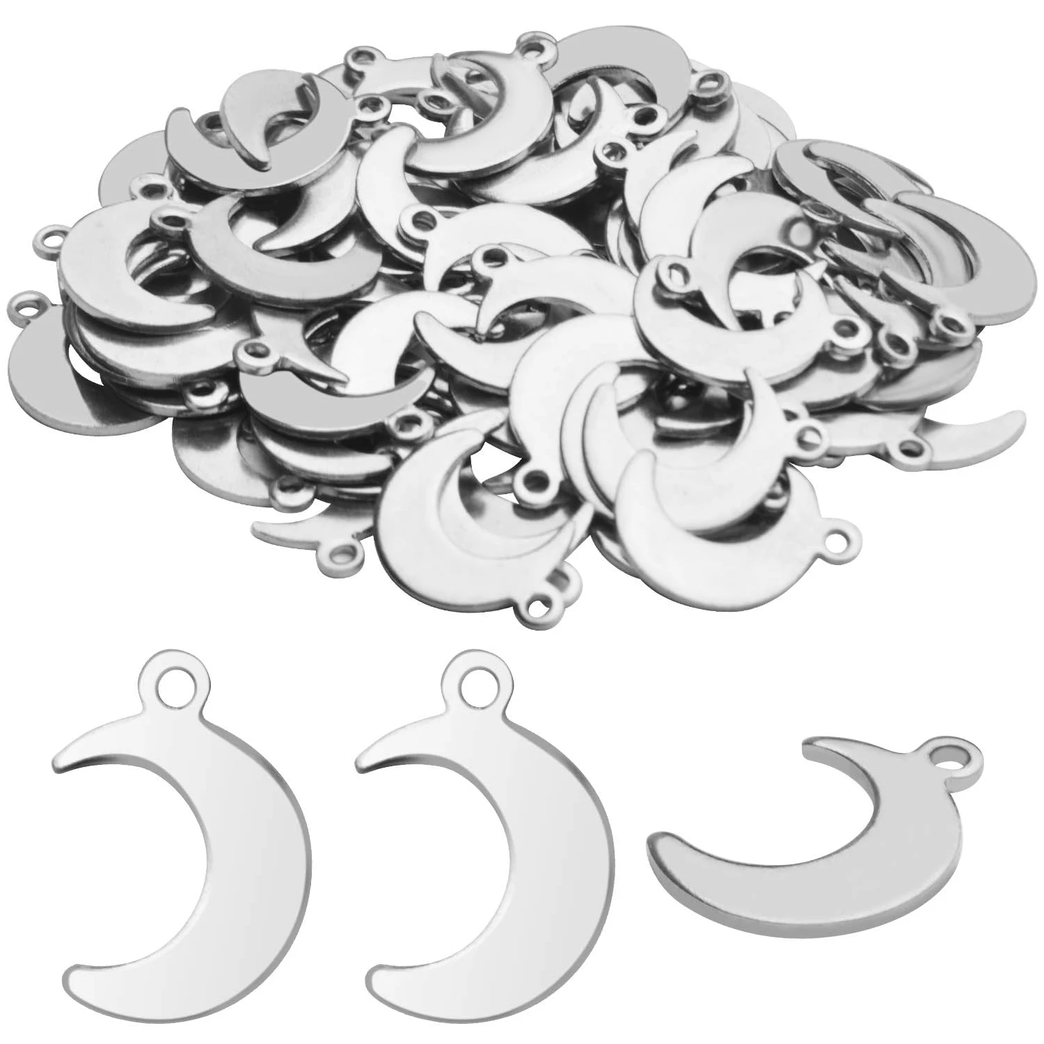 

Moon Charms Accessory, 100pcs Stainless Steel Moon Pendants, 11*16mm, DIY Jewelry Making