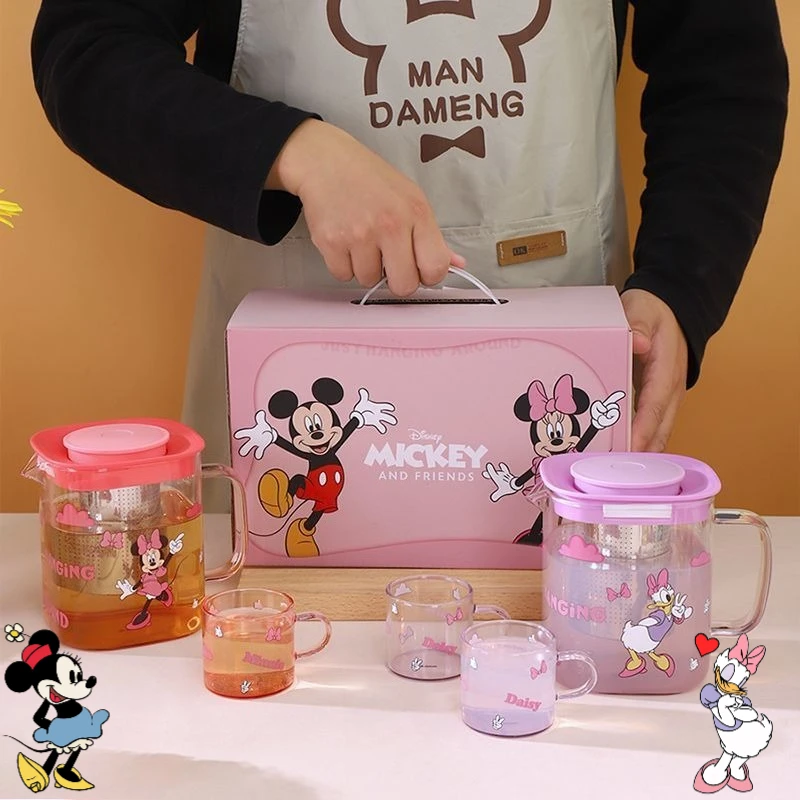 

Disney Mickey Cartoon Cute Glass Teapot Creative Kawaii Home Office Tea Separation Health Flower Tea Pot Gift Wholesale