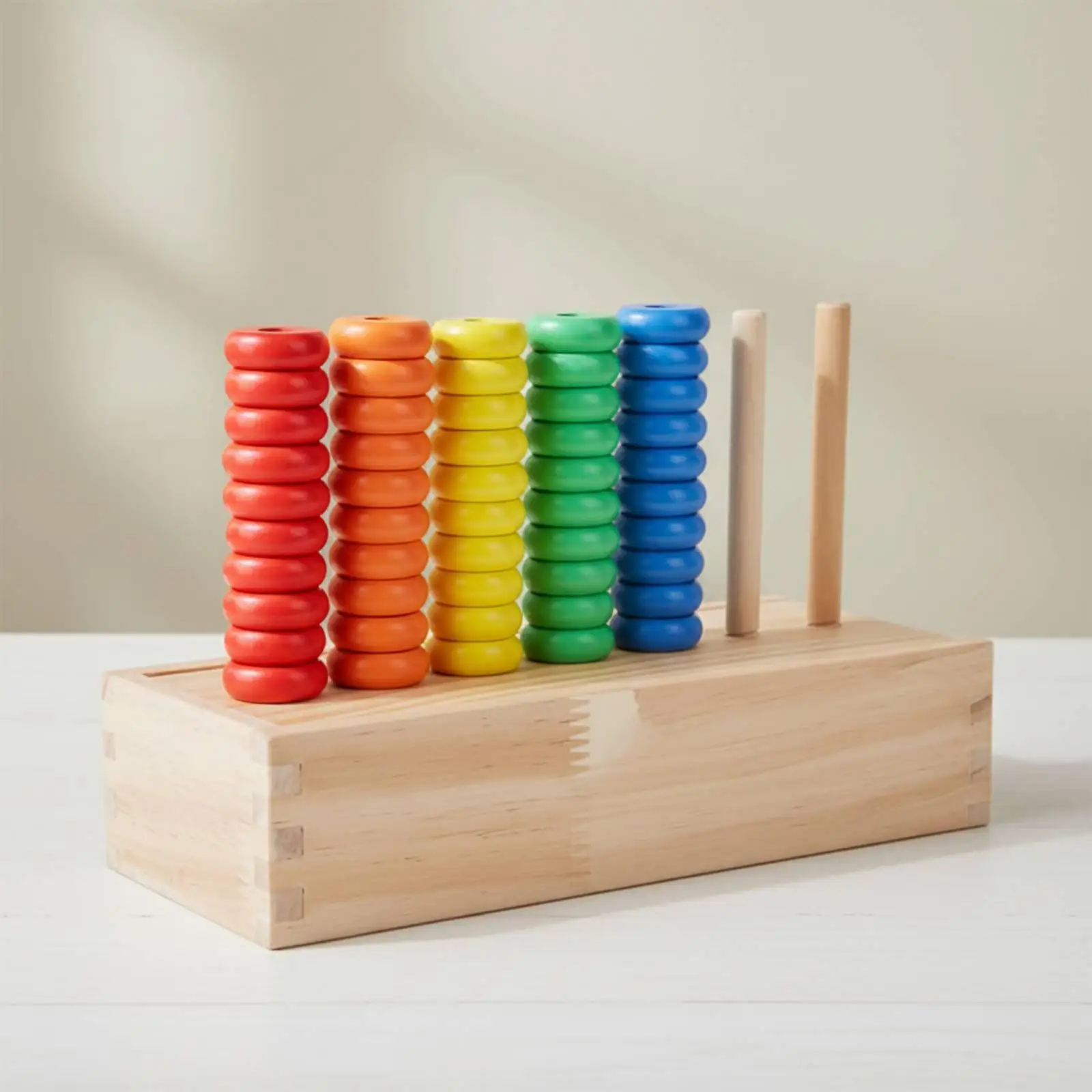 Toddler Educational Toy Wooden Rainbow Disc Stacking Game for Kids Learning Colors Numbers and Sorting