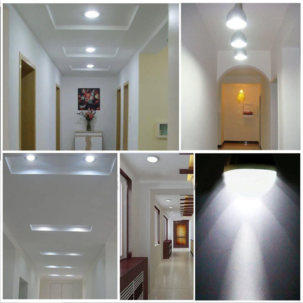 

E27 7W 6500K Auto Light Sound Sensor LED Globe Bulb Light Saving Energy Emergency Lamp for Hallway Stair Garage (Cold White)