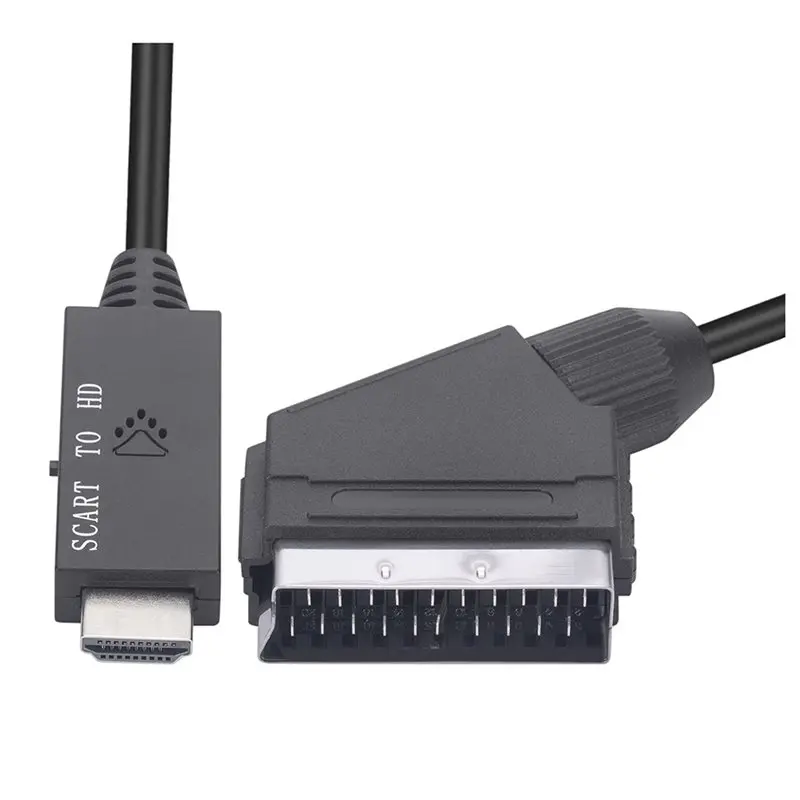 T23C 2X HD 1080P Scart To HDMI-Compatible Adapter Scart Male To HD Female Audio Video Converter Adapter For HDTV/DVD/PC 1M