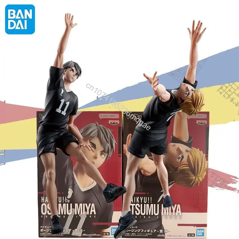 Em estoque BANPRESTO Haikyuu!! POSING FIGURE miya attsume miya osamu Cerca de 15 cm Original Anime Figura Modelo Brinquedo Coleções Presente