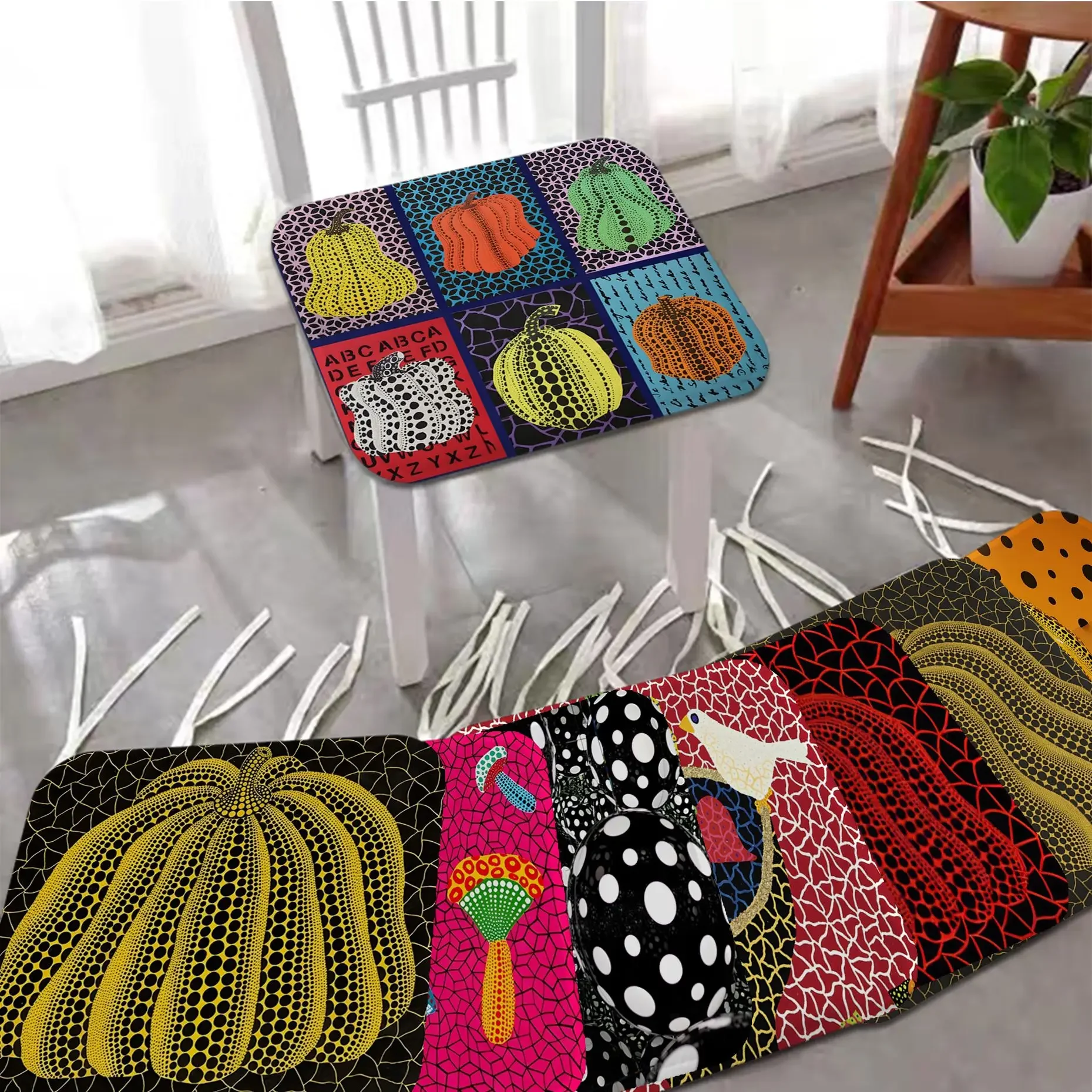 

Yayoi Kusama Cushion Mat Art Stool Pad Patio Home Kitchen Office Chair Seat Cushion Pads Sofa Seat 40x40cm Stool Seat Mat