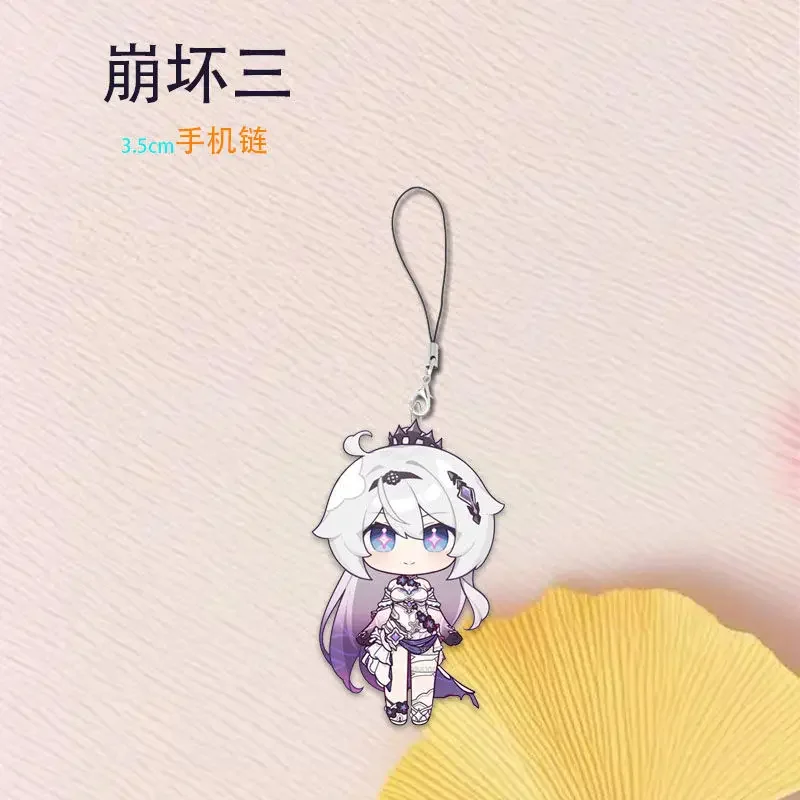 Game Honkai Impact 3rd Kiana Valkyrie Metal Acrylic Cellphone Strap Lanyards For Mobile Phone Case Keychain Key Chain Cover Hang