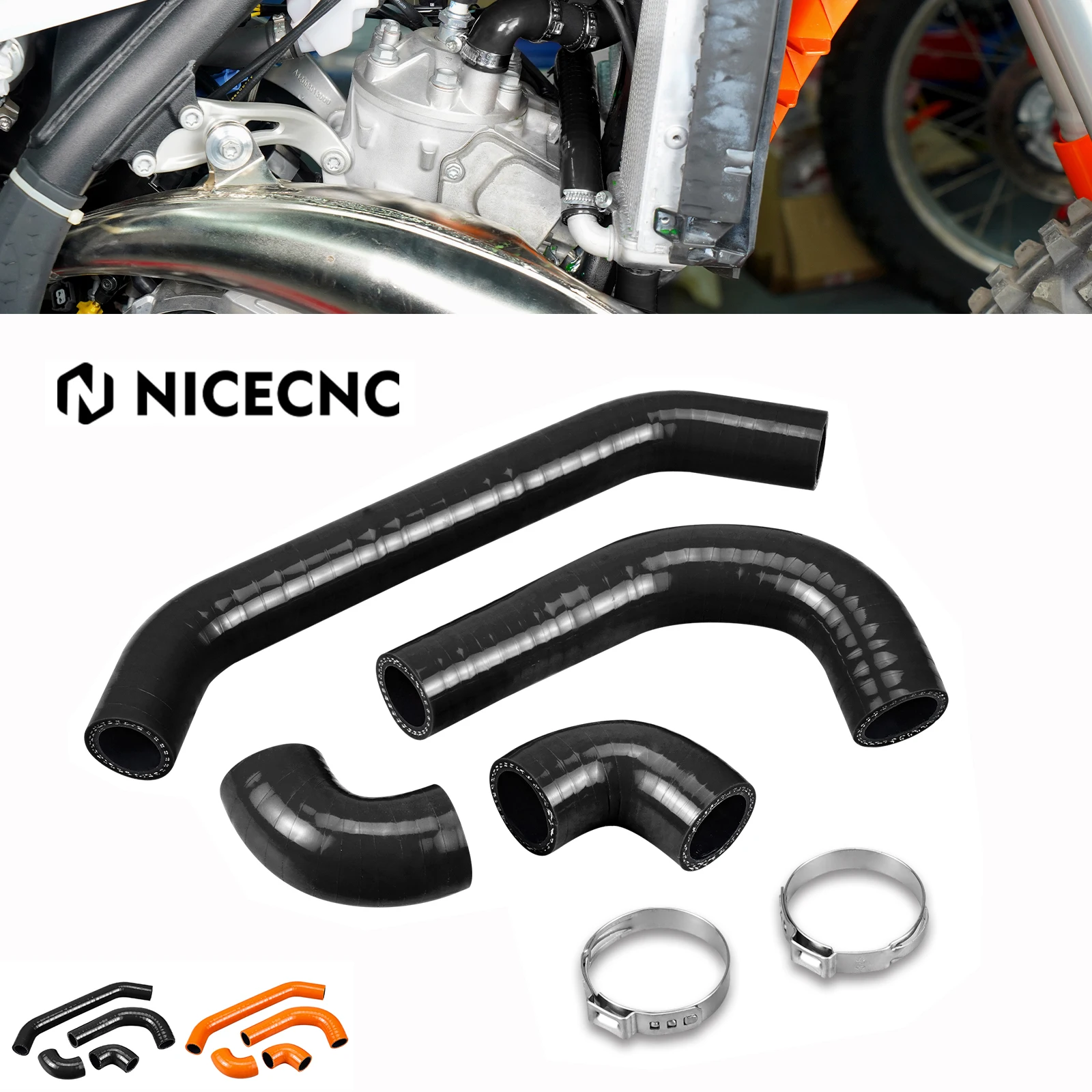 

For Husqvarna TE300 TE 250 300 2024 TX 300 2023-2024 KTM EXC XCW 250 300 GasGas EC300 2024 NiceCNC Silicone Radiator Hose Kit