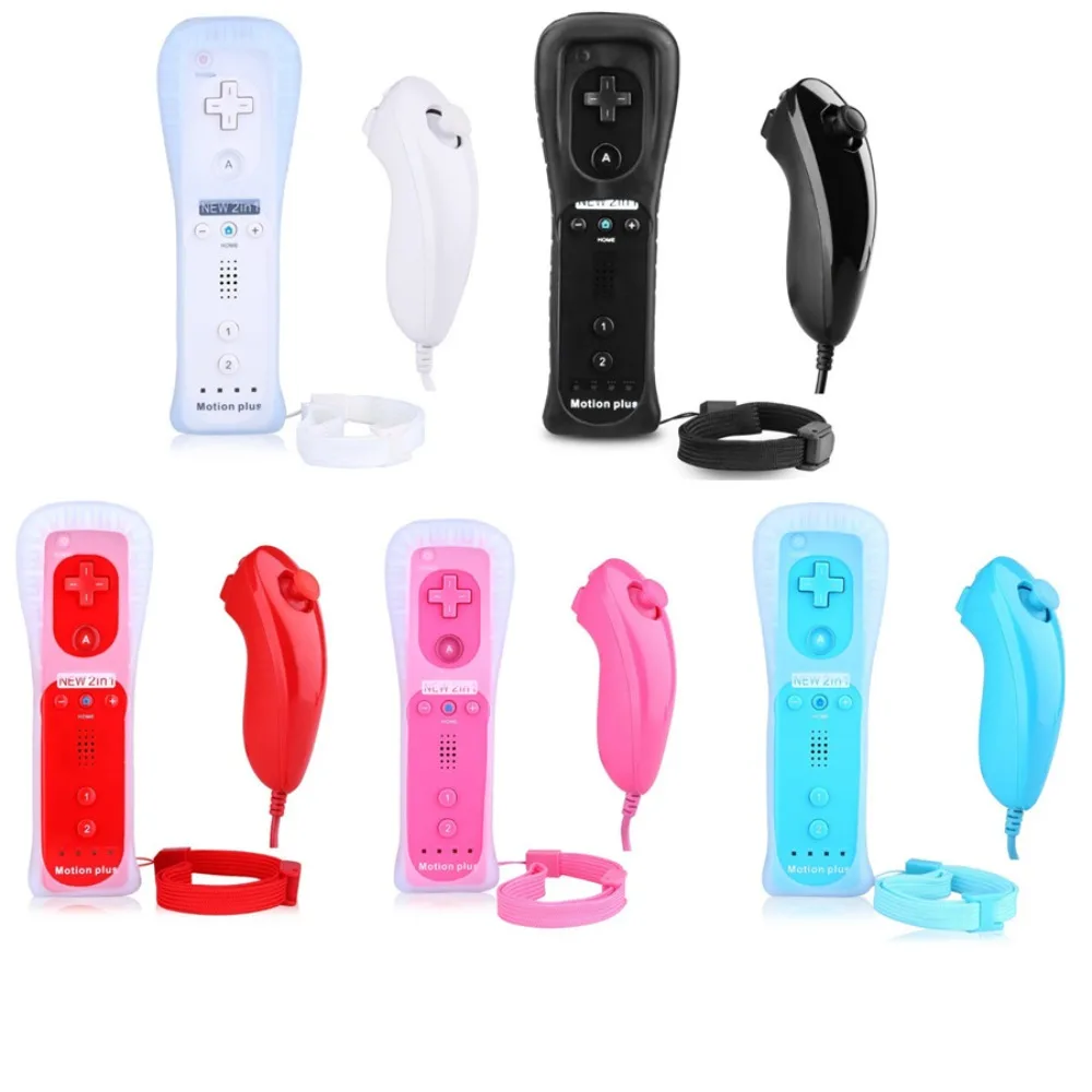 2 In 1 Built In Motion Plus For Wii Controller Remote Control Manette+Nunchuck For Nintendo Wii Motion Plus Game Accessories