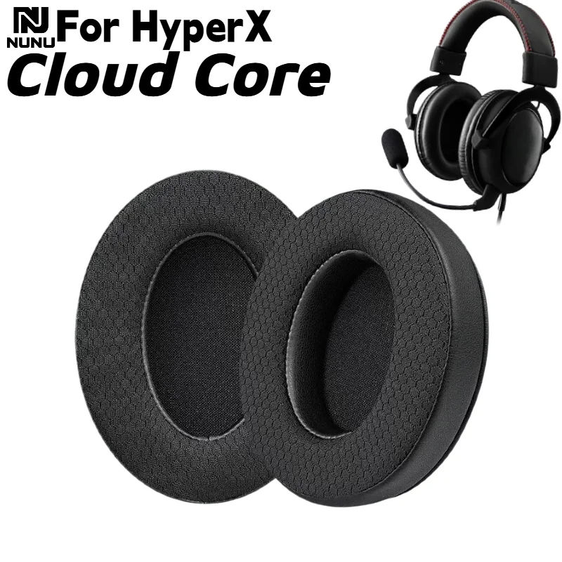 NUNU Replacement Mesh Spliced Protein Leather / Printed Pattern Ear Pads for HyperX Cloud Core headsets Earmuff Repair Parts