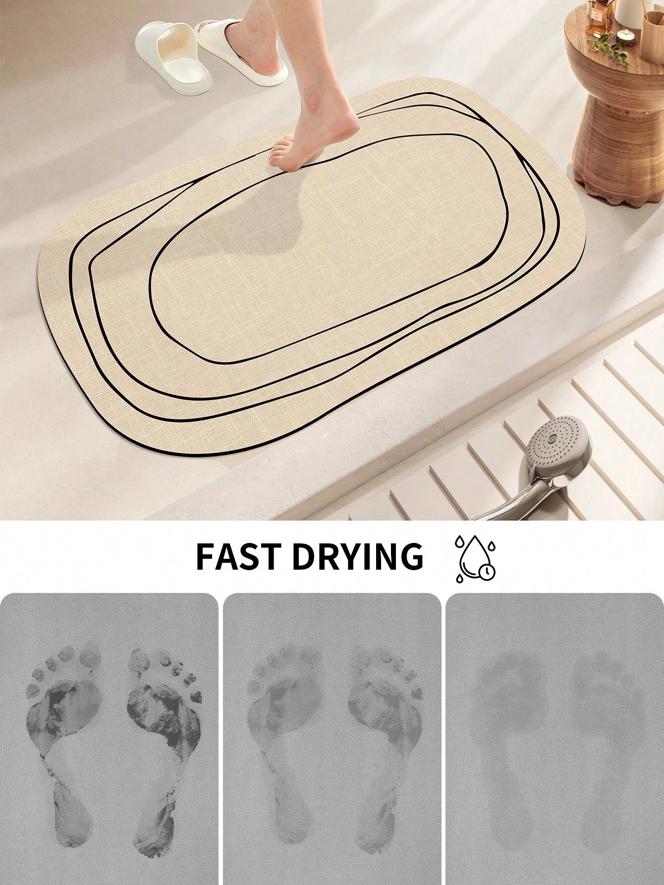 Absorbent Diatom Mud Mat, Bathroom Entrance Carpet, Absorbent Foot Mats, Creative Non-slip Bath Rug, Toilet Doormat