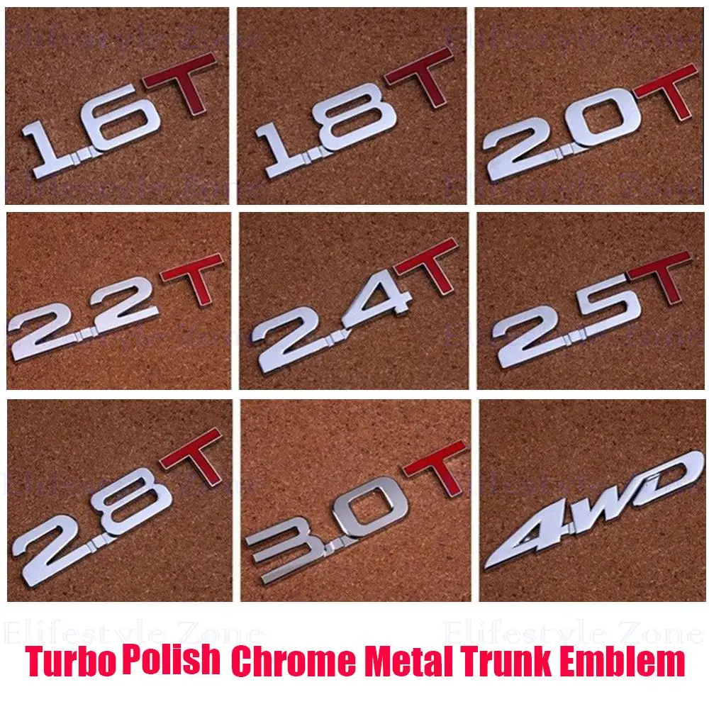 

New Bumper Sticker Metal Emblem Decal Turbo TSI Rear Trunk Trim Badge Polish Chrome Red 1.5T 1.6T 1.8T 2.0T 2.2T 2.4T 2.5T 3.0T