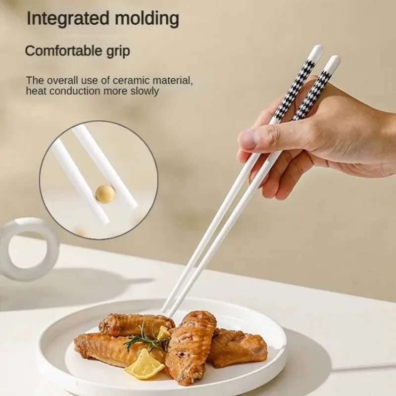 Ceramic Chopsticks Set White Luxury Chopsticks Restaurant Kitchen Tableware Accessories Anti-mold High Temperature Resistant
