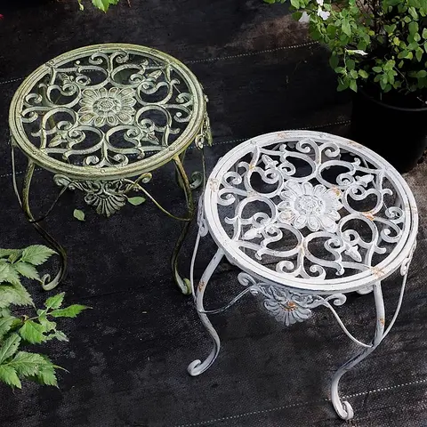 야외 화분대 단조 철제 발코니 바닥형 정원 거실 분재대 장식용 높이 조절 가능 화분 받침대 수납 스툴