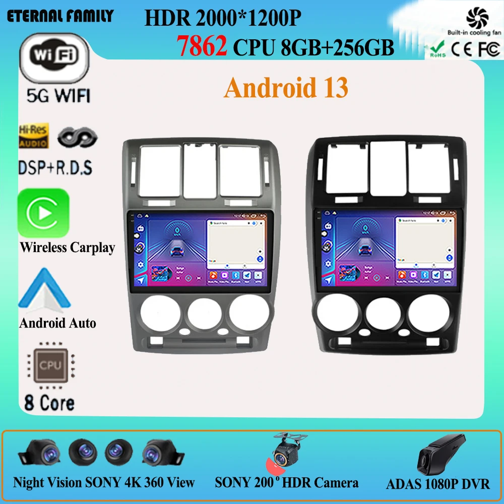 

Car Radio For Hyundai Getz 2002-2011 Android 13 Stereo Multimedia GPS Navi Carplay Auto QLED 1280*720 Head Unit 2 Din