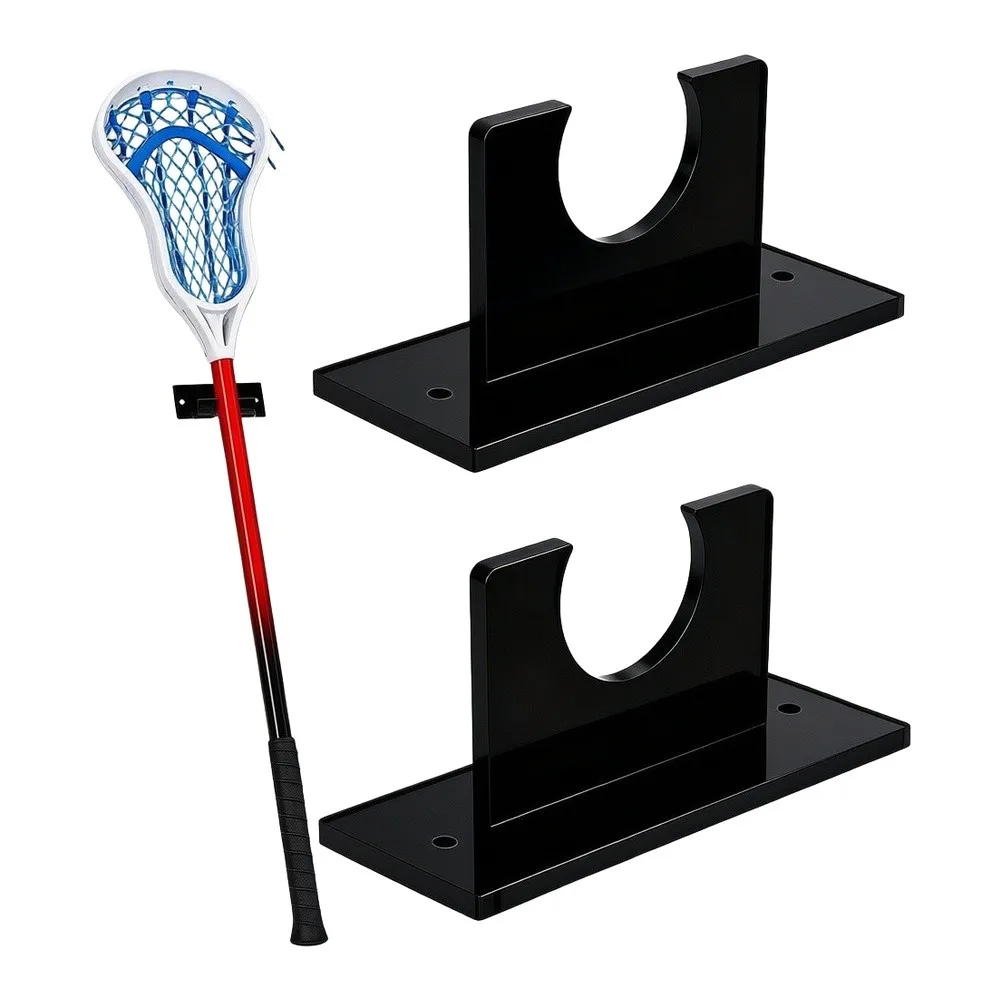 Secure U-Shaped Wall Bracket For Sports Equipment Display Compatible With Baseball Hockey And Lacrosse= Gear Black Finish