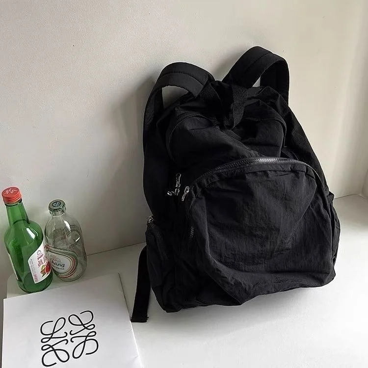 Chic Japanese Style Large Capacity Ultra-Light Nylon Student Backpack Travel Bag Unisex Double Shoulder Bag Commuter Wind