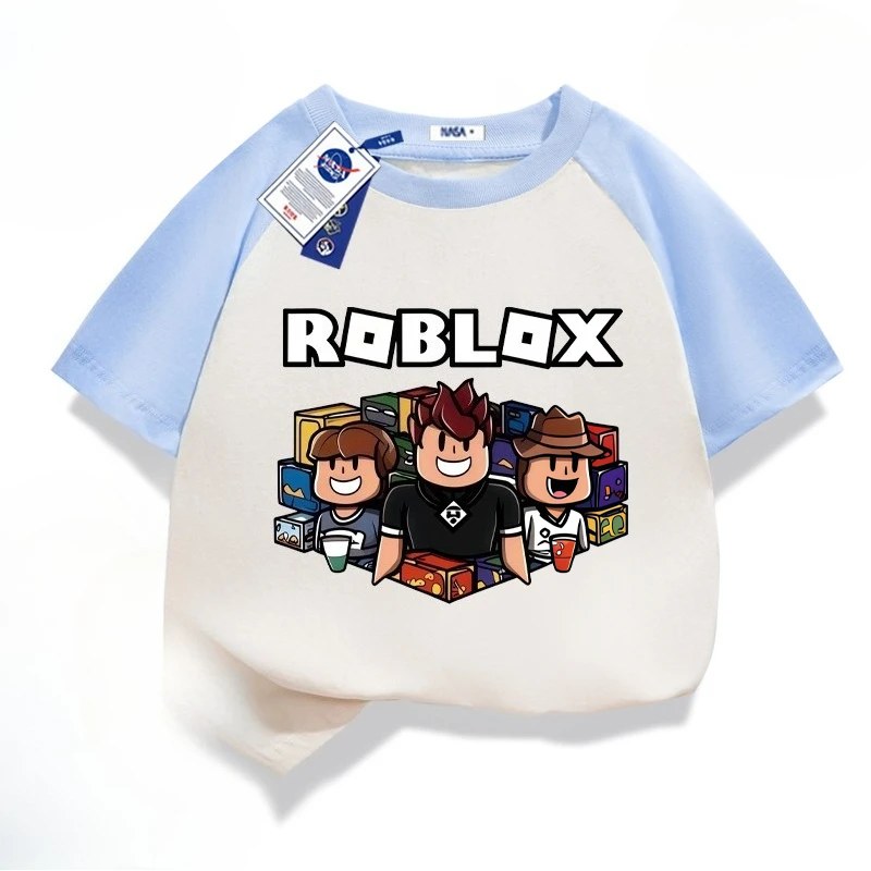 لعبة جديدة ROBLOX ملابس أطفال عصرية للأولاد والبنات - تي شيرت بأكمام قصيرة مصنوع من مادة البوليستر الشبكية #5