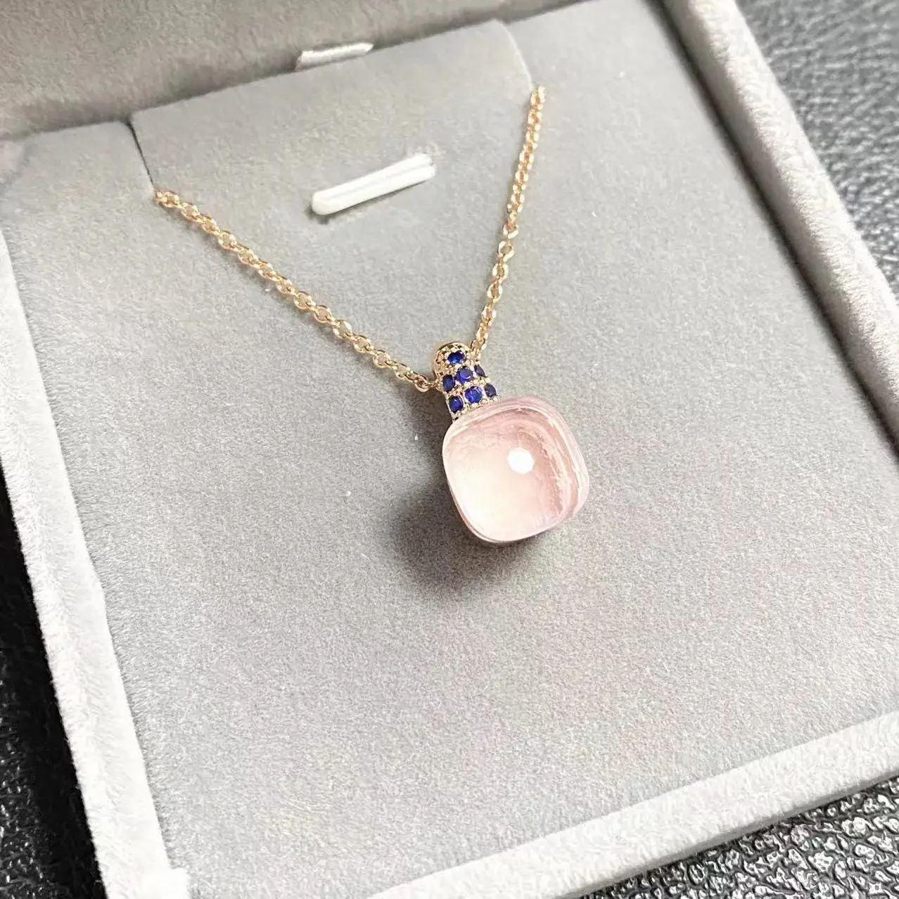 Classic Pendant Necklace Water Droplet Inlay Blue Zircon Blue Topaz Pendant Necklace For Women Fashion Jewelry Gift