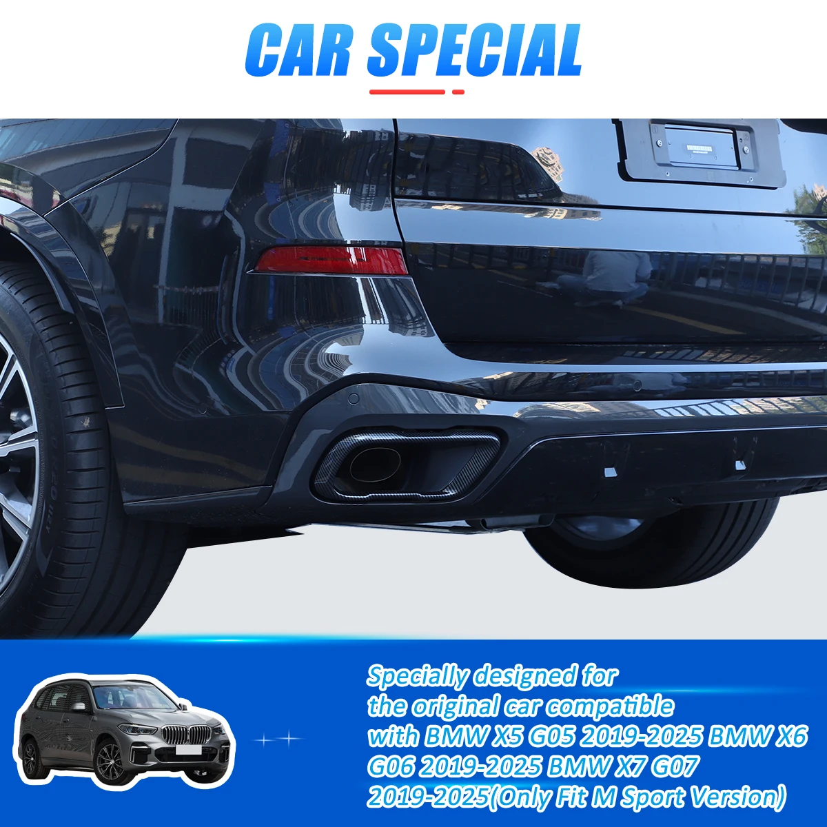 For BMW X5 G05 X6 X7 G07 2019-25 Car Styling Car Tail Throat Accessories Tail Muffler Exhaust Pipe Output Cover Car Decoration 5