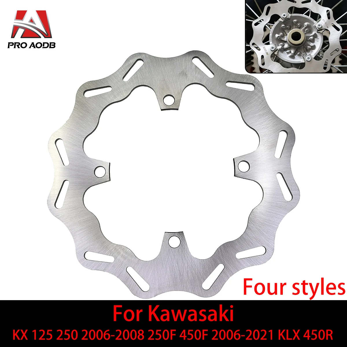 

Motorcycle 240mm 270mm Front and Rear Brake Discs For Kawasaki KX125 KX250 2006-2008 KX250F KX450F 2006-2021 KLX450R 2007-2021