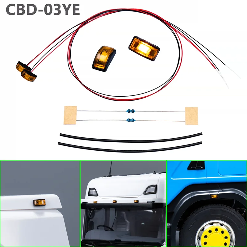 1/14 RC Truck LED 3V Spotlight Contour Lamp for Tamiya for SCANIA 770S R620 for VOLVO Arocs for MAN TGX Car Accessories