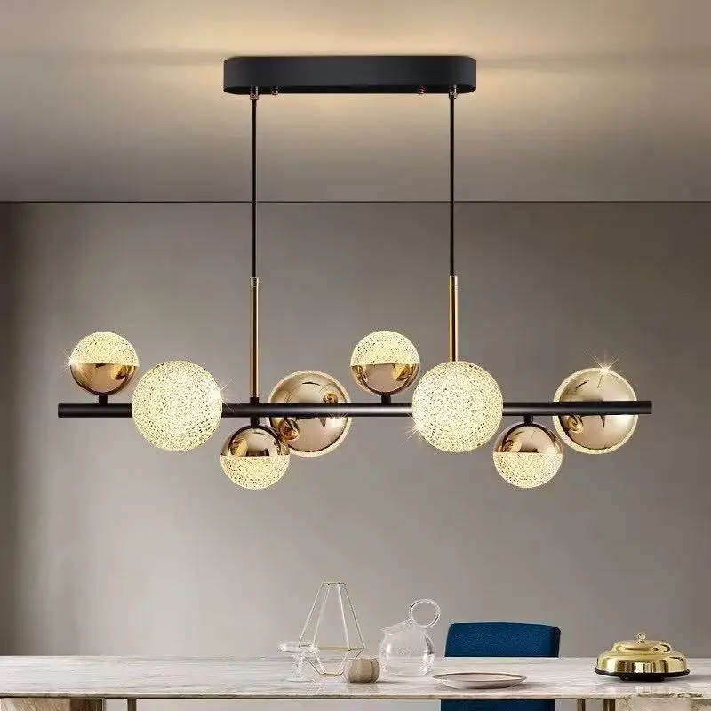 Long Strip Restaurant Chandelier Light Luxury Style Lamp Simple Modern One-Character Bar Lamp Design Sense Office Lighting Creat