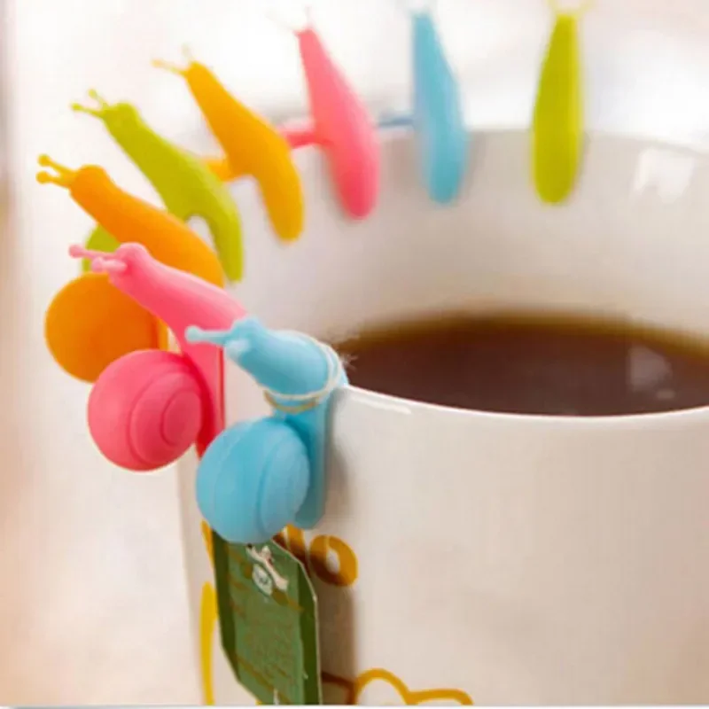 5/10Pcs Cup Decoration Tool Randome Cute Color Snail Squirrel Shape Silicone Mug Hanging Tool Tea Bag Holder Cup Tea Clips 2024