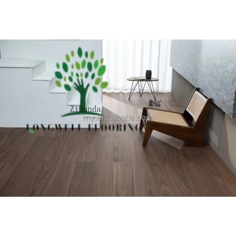 نسخة مخصصة من أرضية خشبية صلبة من خشب الجوز المتين الراقية وأرضية خشبية صلبة طبيعية لغرفة النوم الداخلية وأرضية خشبية هندسية