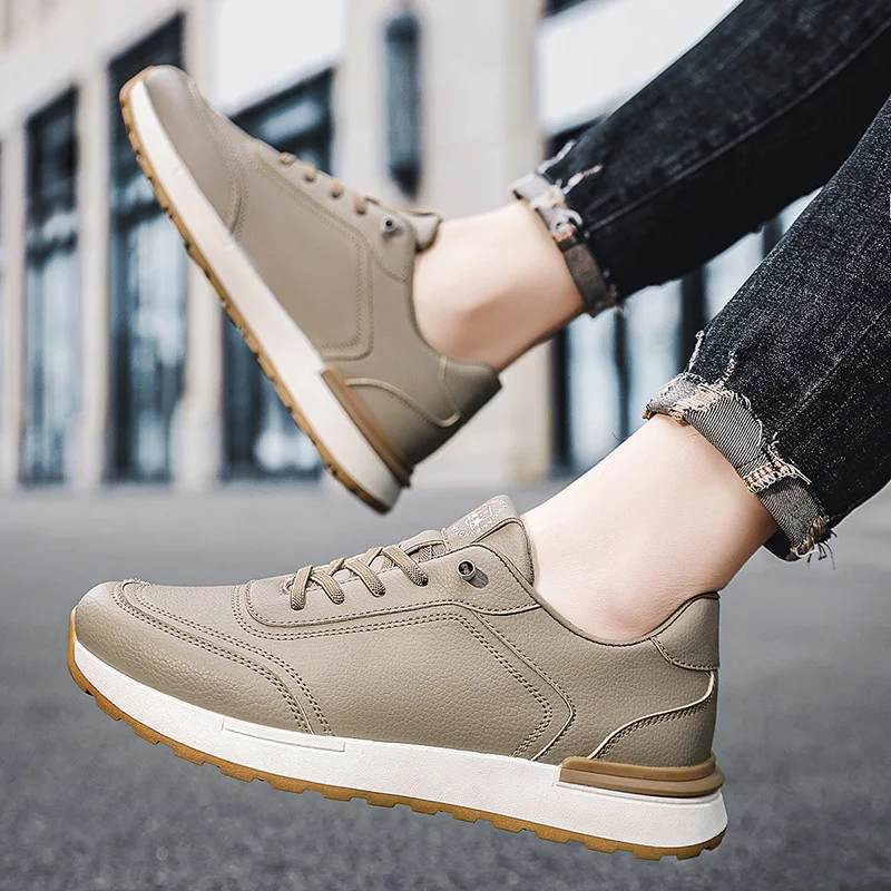 

Trendy Men Shoes All Seasons Leather Casual Sneakers Korean Style Fashion Running Shoes Non-slip Wear-resistant Mens Sports Shoe