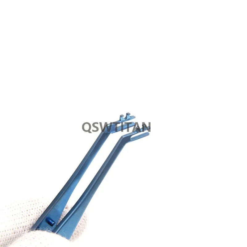 Pinça oftálmica de titânio 110mm, cabo plano, lente dobrável, instrumento cirúrgico oftálmico