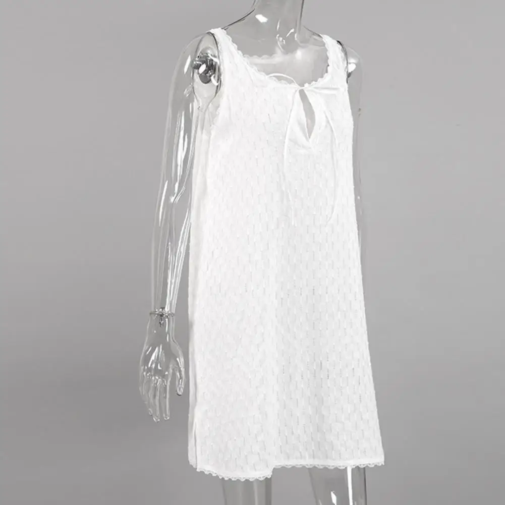 

Smooth Fabric Pajamas Elegant Lace Nightgown Short Robe Set for Women Chemise Sleepwear with V Neck Lace Up Detail for Summer