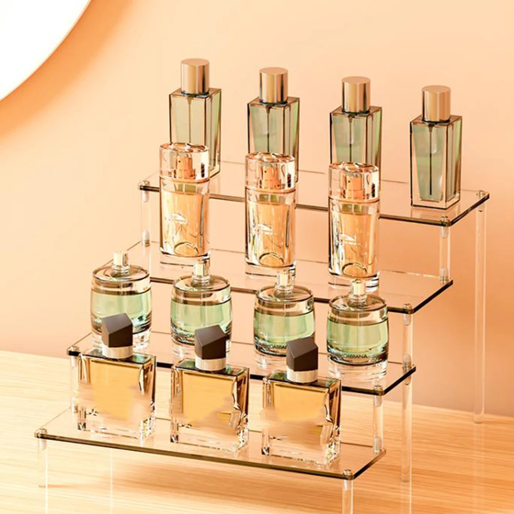 Estante de almacenamiento de perfumes transparente de 1-3 capas, organizador de escritorio, caja organizadora de perfumes, soporte de exhibición acrílico multicapa para muñecas