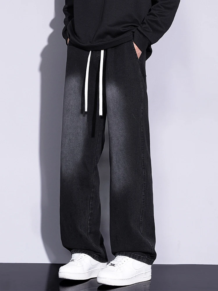 

Мужские джинсы прямого кроя в американском стиле, повседневные, свободные, облегающие, длинные брюки для осени и зимы, модный бренд