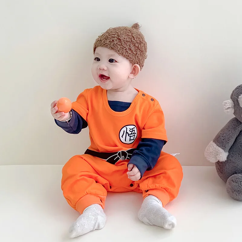 

New Baby Onesie Cotton Clothes Cartoon Action Figure Wukong Kawaii Long Sleeve Newborn Autumn Ha Climb Take A Photo Funny Gifts
