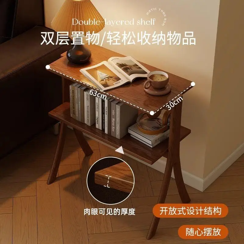 Minimalist all solid wood edge few bedside tables, living room rack, multi-functional storage